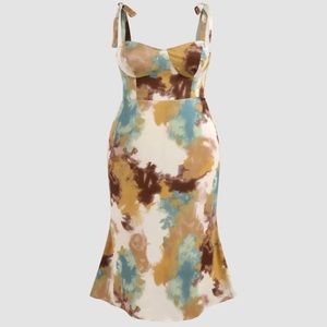 Brand new with tags! Cider watercolor midi dress with bow tie straps size 3XL